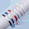 Charmarmband yeyulin handvävd rostfritt stål kors justerbart armband för kvinnor män färgglada par vänskap lyckliga armband smycken