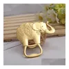 Party Favor 100st Metal Gold Lucky Golden Elephant Bottle Opener Openers Wedding Shower Gift Favors SN2167 Drop Delivery Home Garde DHFUE