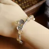 2024designer Pandorabracelet Snake Bone Series Golden Hair Crystal Hanging Lotus Leaf 925 Pure Silver Bracelet Women's