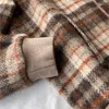 Vestes en laine pour femmes, manteau à revers, Version courte et ample, ourlet de couleur contrastée, Design élastique, confort chaud, automne/hiver 2024