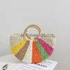 Totes Borsa a tracolla color arcobaleno 2022 nuova estate semicerchio intrecciata a mano per le vacanze al mare beachstylisheendibags