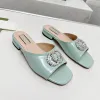 Lyxdesigner Womens Slipper Flat Bottom Pink Platform Heel Slides For Womens Slippers Shoes Sandaler Scuffs äkta läder 42 43 med originallåda