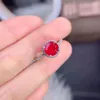 Bagues de cluster Vintage Classic Natural Ruby Ring 925 Sterling Silver Incrusté Femme Rouge Gemstone Round Bridal Mariage Engagement Party Gif