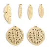 Charms 2PCs Stainless Steel Leaf Gold Color Hollow Striped Leaves Pendant For Jewelry Making Diy Women Necklace Earring Supplies