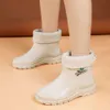 Winter Fur Women's Rain Platform Gummi Slip-On Ankle Women Beige High Top Non-Slip Waterproof Work Boots Woman