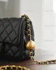 Retro Mirror Quality Designers Mini Square Pearl Crush Bags Womens Rectangular Flap Gold Ball Bag Luxury Black Lambskin Quilted Purse Crossbody Shoulder Strap