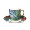 Tasarımcı fincanları ve tabakları Sets Bone China Coffee Cup Kuş ve Çiçekler Serisi Seramik Kahve Kupası