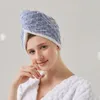 Serviette nuage en peluche cheveux corail Double couche bonnet sec pour femmes épaissi séchage rapide couleur unie douche