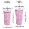 Tumbler Glitter Cups med lock i rostfritt stål Vakuum Termisk med halm strassisolerad kontorsmugg för iskall eller varm DRI 240110