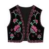 Women's Vests Women National Sleeveless Position Floral Embroidery Short Vest Jacket Ladies Style Casual WaistCoat Tops