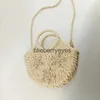 Axelväskor 2023 Ny retro en-axel Str Bag Portable Half Round Shell Hand-Woven Bag Women's Beach Resort BagblieBerryeyes