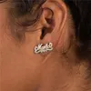 18K Gold Double Plated Script Stud Name Earrings Stainless Steel Personalized Custom Dog Gifts for Women 240109