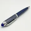 Luxury Quality Classic Blue Ballpoint Pen Stainless Steel Ragging Writing Smooth Office Stationery With Gem 240109