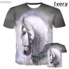 Men's T-Shirts New Fashion 3D Horse T-shirts for Men Harajuku Trendy Tops T Shirts Short Sleeve Tee Loose T-shirt Size XS-4XLL240110