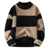 Suéteres masculinos homens 2024 outono estilo mens xadrez camisola quente juventude primavera lã pullovers tamanho M-3XL