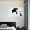 壁のランプLED屋内ベッドルームリビングルームホームデコアスイングアームテーブルライトプラグインスイッチsconcesベッドサイド照明