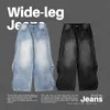 INFLATIE Merk Baggy Wijde Pijpen Boyfriend Jeans Unisex Vintage Gewassen Blauwe Denim Broek Mannelijke Broek Plus Size 240109