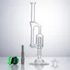 Glassvape666 GB007 Dab Rig Glass Bong Bubbler Pipe Double Recycler Perc 14mm Titanium Quartz Ceramic Nail About 26.5cm Height Smoking Pipes