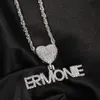 Collier avec pendentif en forme de lettres artistiques personnalisées, A-Z, T, Zircon cubique, Hip Hop, plaqué or véritable 18 carats, fermoir en forme de cœur, bijoux