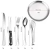 Camping Silverware Kit Cutlery Organizer Utensil Picknickuppsättning Rostfritt stålplattsked Knivgaffel Tångt Vandring 10/20 st 240110