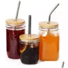 Drinkware Deksel 70Mm 88Mm Bamboe Dop Deksels Herbruikbare Houten Mason Jar Met St-gat En Sile Seal Drop Levering Huis Tuin Keuken Eetkamer Dhjpg