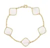 Gold Plated Classic Fashion Charm Bracelet Four-leaf Clover Designer Jewelry Elegant Mother-of-Pearl Bracelets For Women and Men High Quality AAA