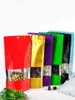 Multiple Sizes Metallic Zip Lock Mylar Foil Standing Pouches Bags with Clear Display Window and Hanger Resealable Food Packing Sto2465635