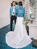 Parejas de boda Chaquetas vaqueras Denim personalizado Novia con perlas Chaqueta Abrigos Regalo del novio personalizado Prendas de abrigo Vintage Otoño 240109