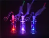 Descoloração automática LED Light Dab Oil Rig Tubulações de Água Bongs inline Perc Dab Rig 10mm vidro queimador de óleo bong com tubo queimador de óleo BJ