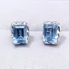 Kolczyki do stadniny Naturalne prawdziwe niebieskie topazowe kolczyki styl 925 srebrny 2,4ct 2pcs kamień szlachetny biżuteria L231262