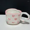 マグカップかわいいピンクのコーヒーカップコレクションティーミルクマグリトルラブハートセラミック磁器ドリンクウェア年ギフト