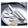 Dinnerware Sets 30Set Stainless Steel Bamboo Cutlery Set Tableware Mirror Polish Sier Dinner Knives Forks Sn2272 Drop Delivery Home Dhthf