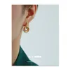 Stud Earrings Brass Plated 18K Real Gold Bohemian Ring Temperament Versatile Net Red Fashion Trendy