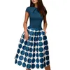 Casual Jurken Dames Modieuze Ronde Hals Korte Mouwen Tailleband Silhouet Vintage Polka Dot Avond Voor Vrouwen Bruiloft Galajurk