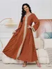 Vêtements ethniques EID Arabe Robe de soirée musulmane pour femmes Abaya Jalabiya Lace-up V Cou Robes longues Maroc Kaftan Robes Dubaï Ramadan Robe