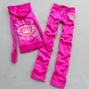 Y2K Tracksuits Kvinnokläder Tvåverk Set Velor Track Suit Women Juicy Velvet Tracksuit Hooded Sweatshirt and Pants Set