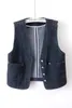 Women's Vests Versatile Black Denim Vest V-Neck Tank Top 2024 Spring/Summer Short Sleeveless Casual Jacket Waistcoat Jeans Z2147