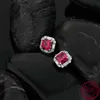 Stud nuovi orecchini in argento sterling 925 taglio moissanite rosso matrimonio orecchini semplici gioielli squisiti regalo di nozze delle donne YQ240110