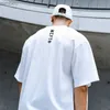 Erkek Tişörtler Büyük Mesh Perspektif Büyük Boy Tişörtler Erkekler Omuz Yarım Kollu T-Shirt Yaz Gevşek Hip Hop Spor Fitness Tee Shirtl240110