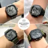 Megir Black Quartz Men Men Waterproof Square Dial PlistWatch with Chronograph Stainless Strap Luminous Hands Auto Date 240109