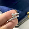 Anelli Carter di alta qualità per donna e uomo Chiodo in argento sterling S925 con anello con intarsio di diamanti pieno semplice e versatile simulazione scintillante quotidiana Con scatola originale