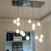 Lampes suspendues modernes pour escaliers de Villa, Long câble suspendu en boule de verre de cristal, luminaire décoratif d'intérieur pour Restaurant et Bar