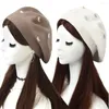 Berretti di lana bowknot perle di perle per donne eleganti calde cappelli invernali berretti berretti vintage cashmere femmina cappa solido piatto solido