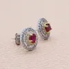 Boucles d'oreilles classiques en argent rubis pour mariage, 3mm 4mm, naturel solide, bijoux fins, cadeau pour dame, 925