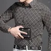 Chemises décontractées pour hommes KPOP Style de mode Harajuku Slim Fit Tops Lâche All Match Chemise Coréenne Treillis Col Pointu À Manches Longues Blusa