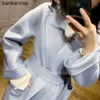 Luksusowy płaszcz Maxmaras 101801 Pure wełniany płaszcz Labbro dwustronny czysty kaszmirowy płaszcz wodny z mglistą niebieską, lekką wełnianą płaszcz
