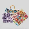 Totes Bohemian Granny Square St handväskor Casual Paper Woven Bamboo Hantera kvinnor Handväskor handgjorda summa strandväska stor tote pursestylishhandbagsstore