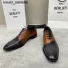 Berluti Business Leather Shoes Oxford Calfskin Handmade Top Quality patchwork color Scritto patterned gentleman's formalwq