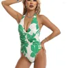 Work Dresses 2 Piece Sets Women Outfit Summer Fashion Green Print One Bikini And Asymmetrical Skirt Beach Swimming Matching