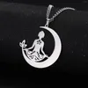 Pendant Necklaces Dreamtimes 2024 Vintage Moon Necklace Women's Stainless Steel Yoga Relaxation Sports Jewelry Gift